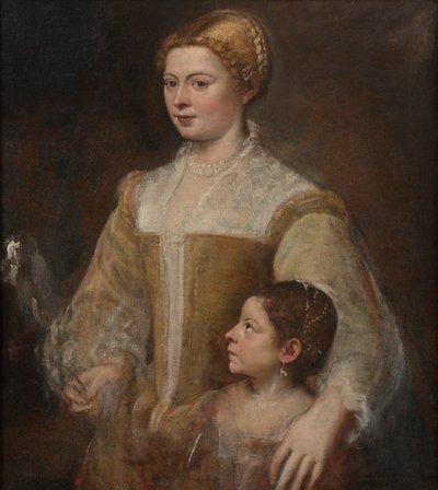 Retrato de una dama y su hija, c. 1550 de Titian