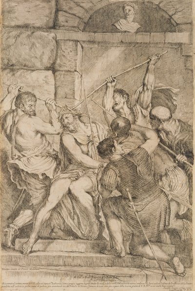 La Coronación con Espinas, grabado por Luigi Scaramuccia (1616-80) 1675 de Tiziano Vecelli