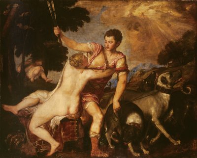 Venus y Adonis, 1555 de Tiziano Vecelli