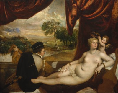 Venus y el tañedor de laúd de Tiziano Vecelli