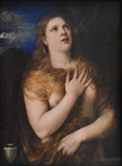 Francés: Madeleine pénitente Penitent Magdalene de Titian and Workshop