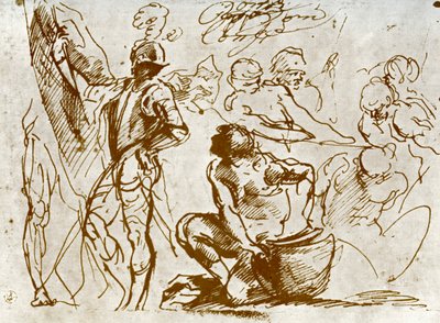 Una página de bocetos, por Tiziano de Tiziano Vecelli
