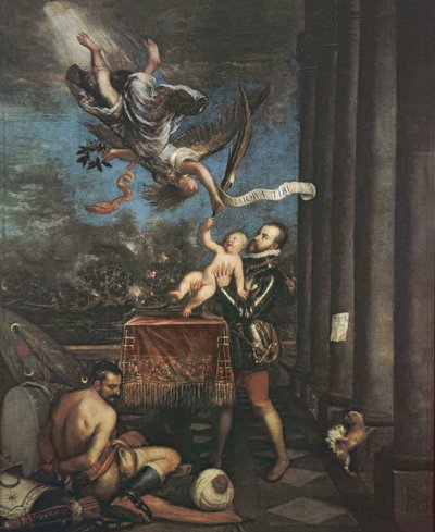 Alegoría de la Batalla de Lepanto, 1573-1575 de Tiziano Vecelli