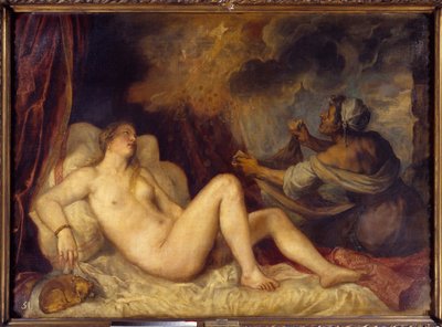 Danae recibiendo la lluvia dorada de Tiziano Vecelli