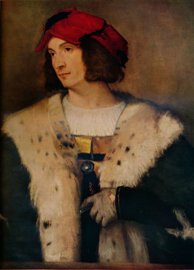 Hombre con gorra roja, c. 1510 de Tiziano Vecelli