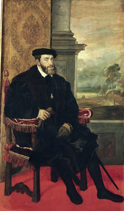 Retrato Sentado del Emperador Carlos V, 1548 de Tiziano Vecelli