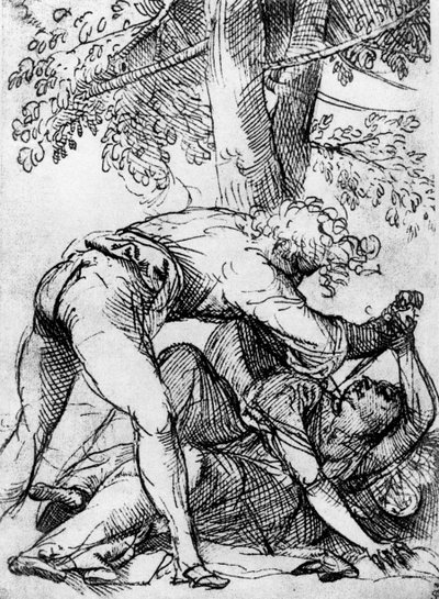 Boceto para el Marido Celoso en la Scuola Del Santo, c1510, 1937 de Tiziano Vecelli