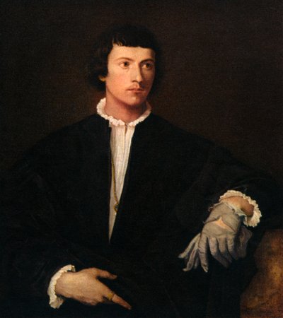 El hombre con un guante, c1520, 1937 de Tiziano Vecelli