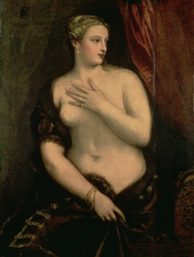Venus Contemplando su Reflejo en un Espejo de Tiziano Vecelli