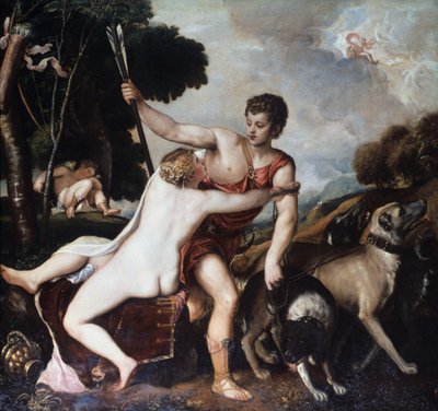 Venus y Adonis, 1553 de Tiziano Vecelli