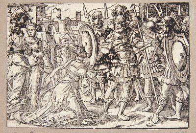 Sofonisba se arrodilla y suplica a Masinisa de Tobias Stimmer
