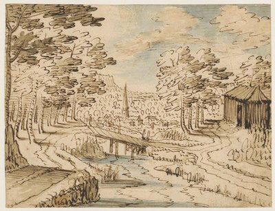 Paisaje con puente de Tobias Verhaecht (circle of)