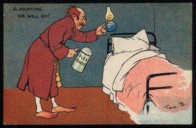 Hombre cazando pulgas en su cama de Tom Browne