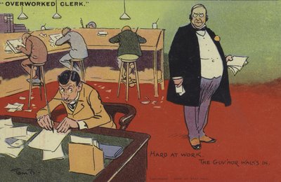 Empleado Sobrecargado, Trabajando Duro, El Jefe Entra de Tom Browne