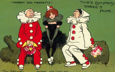 Pierrot y Pierrette (litografía en color) de Tom Browne
