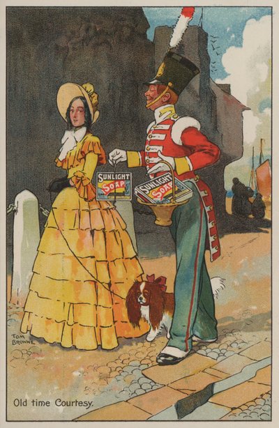 Soldado y mujer con vestido georgiano: anuncio de jabón Sunlight de Tom Browne