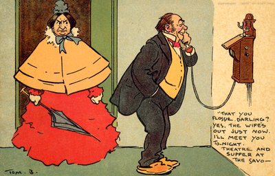 Teatro y cena en el Savoy (cromolitografía) de Tom Browne