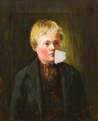 Retrato de un niño (óleo sobre lienzo) de Tom McEwan