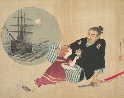 Barco negro, Kurofune, ilustración del Club Literario Bugei Kurabu de Tomioka Eisen