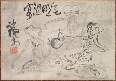 Fiesta de sake sin luz, finales de 1800-principios de 1900 de Tomioka Tessai