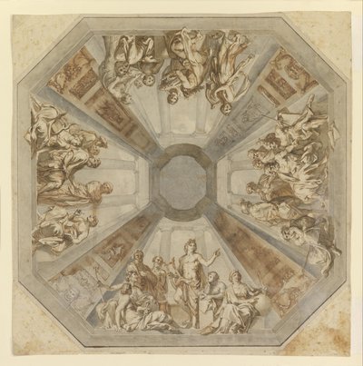 Estudio para El triunfo de Apolo para el techo de la Sala delle Muse, Museo Pio-Clementino, Vaticano de Tommaso Conca