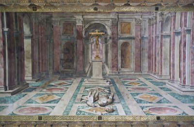 El Triunfo del Cristianismo, en la Sala de Constantino, Salas de Rafael, c.1585 (fresco) de Tommaso Laureti