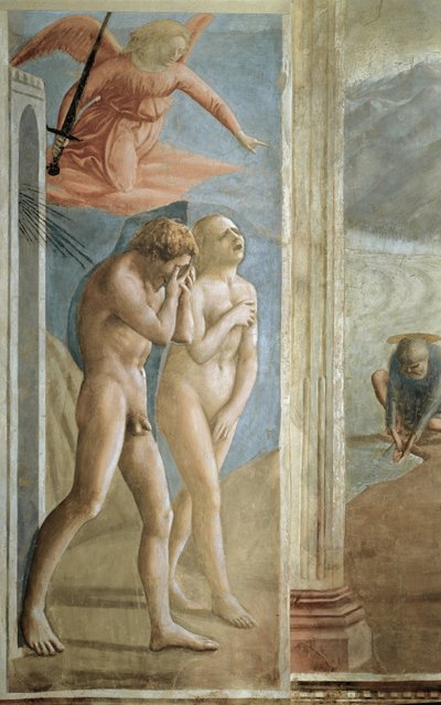 Expulsión del Jardín del Edén (La cacciata) - Adán y Eva expulsados del Jardín del Edén de Tommaso Masaccio