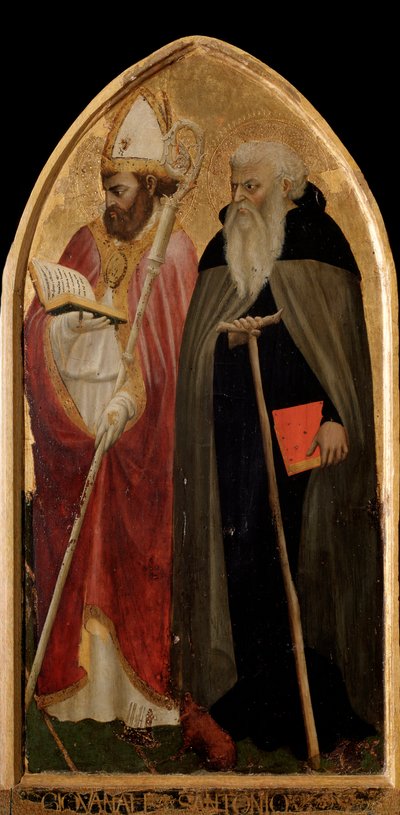 Tríptico de San Giovenale: panel derecho con San Antonio el Grande y San Juvenal de Tommaso Masaccio