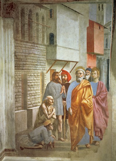 San Pedro curando con su sombra, c.1427 de Tommaso Masaccio