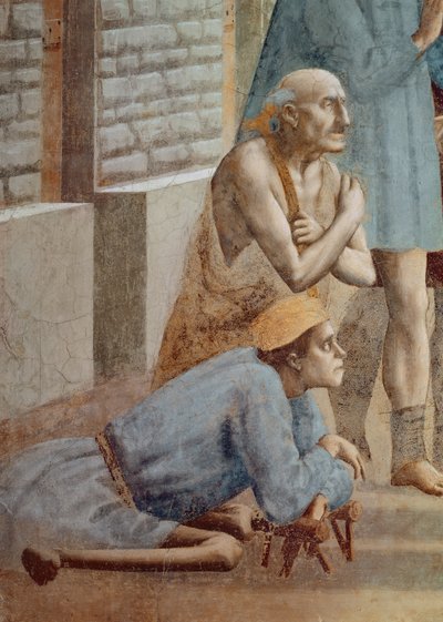 San Pedro curando con su sombra, detalle del lisiado (detalle) de Tommaso Masaccio