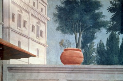 La resurrección del hijo de Teófilo, rey de Antioquía, detalle de la vista sobre el muro del patio (detalle) de Tommaso Masaccio