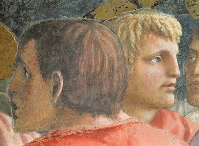 El tributo: El recaudador de impuestos y un apóstol (detalle) de Tommaso Masaccio