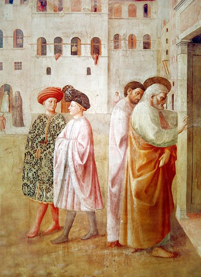 Detalle de San Pedro, de la Resurrección de Tabita, c.1427 (detalle) de Tommaso Masolino da Panicale