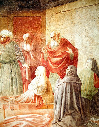Detalle de Tabita, de la Resurrección de Tabita, c.1427 de Tommaso Masolino da Panicale