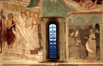 Episodio de la vida de San Juan Bautista: la predicación de San Juan Bautista en el desierto y San Juan Bautista frente a Herodes de Tommaso Masolino da Panicale