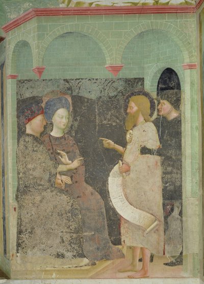 San Juan Bautista reprendiendo a Herodes y Herodías por su adulterio, 1435 de Tommaso Masolino da Panicale
