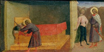 San Julián el Hospitalario matando a su madre y padre de Tommaso Masolino da Panicale