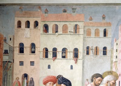 San Pedro curando a un lisiado y la resurrección de Tabita, detalle de la arquitectura de fondo (detalle) de Tommaso Masolino da Panicale