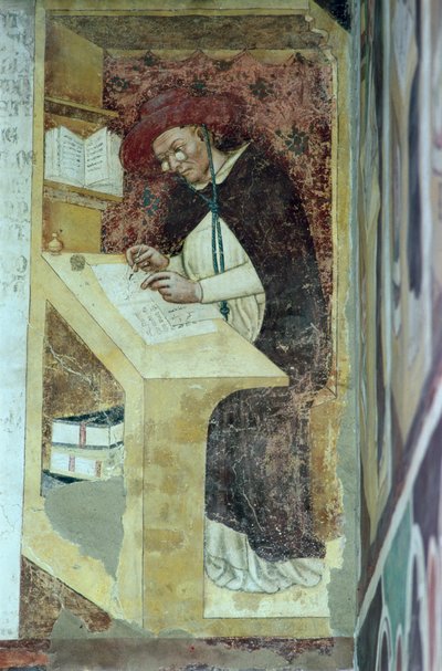 Hugues de Provence en su escritorio, del ciclo de "Cuarenta ilustres miembros de la Orden Dominicana" en la Sala Capitular de Tommaso da Modena