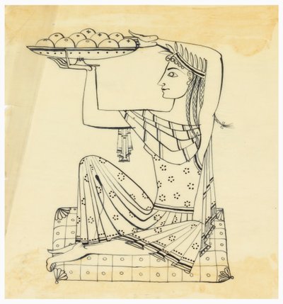 Diseño para grabado en plata: Mujer sentada de Tommi Parzinger