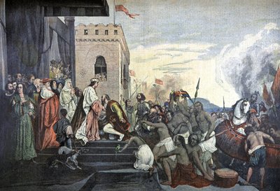 Recepción de Cristóbal Colón por la corte española en Barcelona de Tony (after) Robert Fleury