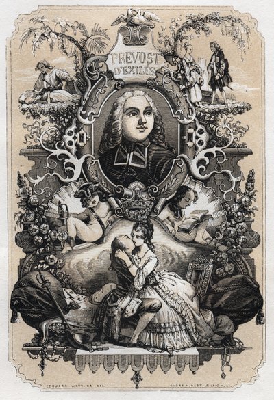 Frontispicio de “Histoire de Manon Lescaut et du Chevalier Des Grieux” de Abbe Prevost (Antoine Francois Prevost) (1697-1763) - Edición de 1839 ilustrada por Tony Johannot (1803-1852) de Tony Johannot