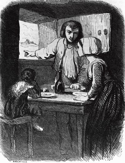 Ilustración de La Mare au Diable, novela de George Sand (1804-1876), grabado de Henri Delaville (en activo a mediados del siglo XIX) sobre dibujo de Tony Johannot (1803-1852). de Tony Johannot