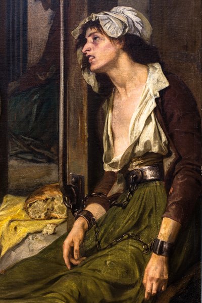 El doctor Pinel libera a los locos en Salpêtrière en 1795 de Tony Robert Fleury