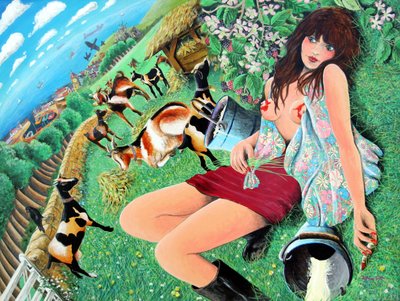 Mae Rose-Cottage sueña despierta sus fantasías eróticas, 2005 (acrílico sobre panel) de Tony Todd