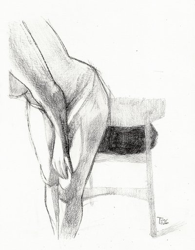 Figura desnuda inclinada de Tore Bahnson