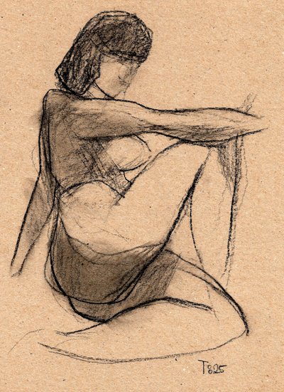 Boceto de una figura contemplativa de Tore Bahnson