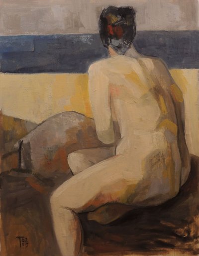 Paisaje marino con desnudo contemplativo de Tore Bahnson