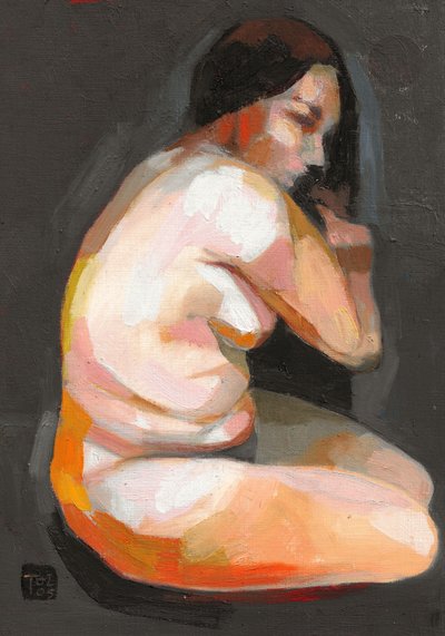 Mujer desnuda en actitud contemplativa de Tore Bahnson