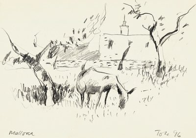 Boceto de una cabra pastando de Tore Bahnson